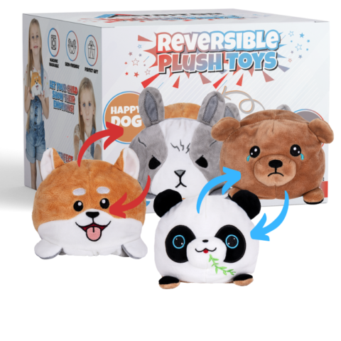 A GIFT BOX WITH REVERSIBLE PLUSHIES